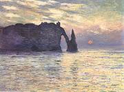 Claude Monet The Cliff,Etretat,Sunset oil painting on canvas